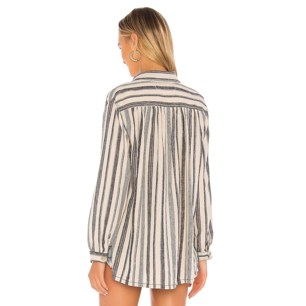 We The Free People Revolve women L summer breeze stripe linen blend blouse - Picture 3 of 11